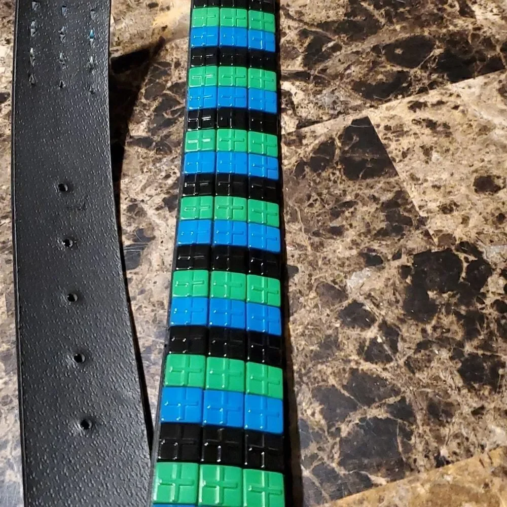 1.5 inch multi colored cross studded belt